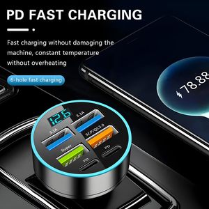 CTX Factory Direct con PD QC3.0 <span class=keywords><strong>USB</strong></span> <span class=keywords><strong>C</strong></span> Tipo <span class=keywords><strong>C</strong></span> Adaptador Venta al por mayor Teléfono Cargador de coche de carga rápida de 6 puertos - Product Image 3