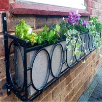 Nouveau Style Fer Naturals-Balcon Rampe Planteur Stand Pot Stand Extérieur Jardinière Rectangulaire Rampe Jardinière Fournitures De Jardin