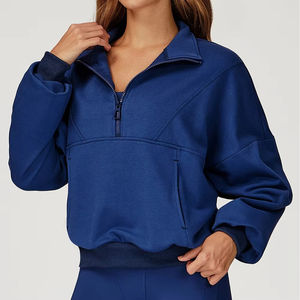 Custom Oversized Women's Half Zipper Knitted Hoodie Casual Winter Lined Printed Breathable Quick Dry Streetwear Heavyweight - Product Image 5