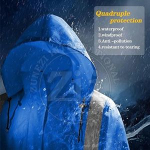 Veste de sécurité réfléchissante jaune personnalisée, tissu sergé Oxford, haute visibilité, vêtements de travail de construction, sécurité, imperméable, ANSI - Product Image 5