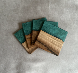 Posavasos de nogal personalizados de alta calidad, posavasos de resina epoxi verde moderno para Bar, cocina, Oficina - Product Image 2
