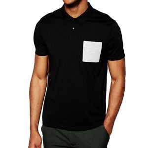 Polo personnalisé pour hommes avec manches courtes respirant confort motif solide logo poche en tissu tricoté-usine directe BD - Product Image 1
