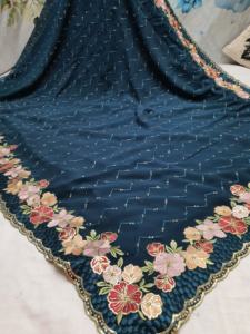 All Over Kashmiri Butta et Bordure avec Jarkan Stone Work Georgette Saree Floral Lace Ethnic Style pour toutes les occasions - Product Image 2