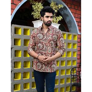 Chemise pour homme, 100% coton, imprimée avec des motifs floraux à pois, décontractée, manches longues, options de tissu popeline Oxford, fabrication ODM/OEM - Product Image 4