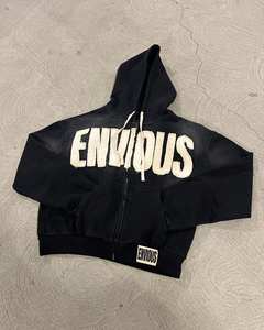 Sweat à capuche en polaire délavé à l'acide et pantalon de survêtement évasé pour homme avec fermeture éclair et logo vieilli Survêtement décontracté - Product Image 4