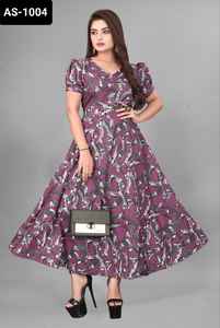 ชุดคลุมสไตล์ Anarkali Morden สำหรับผู้หญิงชุดปาร์ตี้อินเดียและเทศกาลพิมพ์ลายดิจิตอล - Product Image 4