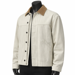 Veste en jean vintage pour homme de qualité supérieure personnalisée avec col en velours côtelé, style streetwear décontracté, vêtements de travail, vêtements d'extérieur tendance pour homme - Product Image 3