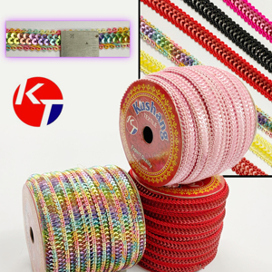 Garniture en dentelle au crochet pailletée scintillante en gros 20mm pour chaussures et accessoires vestimentaires - Product Image 1