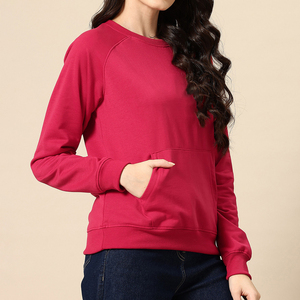 Nouveau design – Sweat-shirt oversize à col rond pour femme – Mélange de coton, couleur unie, logo sur le devant, respirant et écologique, tenue décontractée - Product Image 4