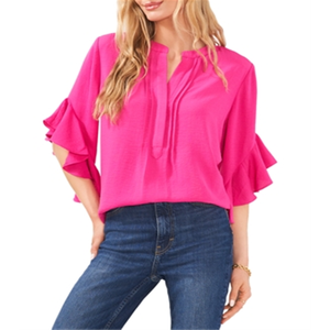 Camicetta da Donna Vince Camuto con Collo a V e Maniche a Volant, Rosa XL, in Chiffon e Maglia, Casual e Formale per Primavera/Estate - Product Image 1