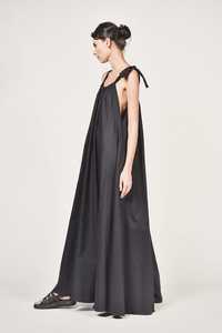 Vacaciones verano negro Vintage suelto cuello redondo sin mangas mujeres espalda descubierta Maxi vestido Casual cintura larga señoras algodón Maxi vestido - Product Image 2