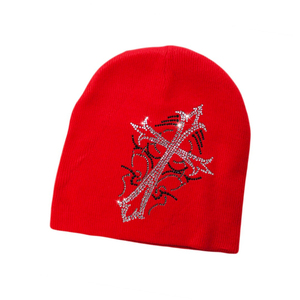 Sombrero gorra personalizada al por mayor de alta calidad para hombre logo Color unisex diseñador invierno tejido niños deslumbrante gorro de diamantes de imitación - Product Image 6