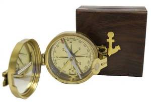 Brújula Náutica Clásica de Latón con Acabado Antiguo, Instrumento de Navegación de Bolsillo, Decoración Marítima para Barcos, Pieza Coleccionable, Regalo - Product Image 3