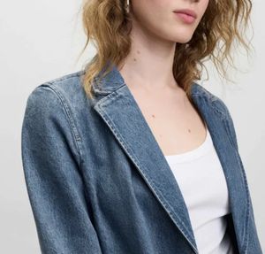 Blazer informal de mezclilla azul de nuevo estilo para mujer, traje superior de manga larga con un solo botón - Product Image 2