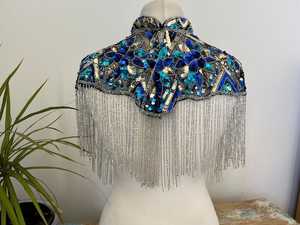 เดรสออกงานแบบเบอร์เลสก์ชุดราตรีประดับด้วยลูกปัดเลื่อมแบบผูกคอ-ทรงตรง-ปักและตกแต่งมุก - Product Image 6