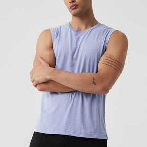 Wholesale Rabixo Sports Men's Sleeveless Polyester/Cotton Gym <b>Stringer</b> <b>Vest</b> OEM Logo Custom Solid Plus Size Crew Neck - Product Image 4