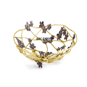 Classique fleur Design Table décoration bol alimentaire en gros couleur or maison Table à manger nourriture et Dessert bols de service à vendre - Product Image 1