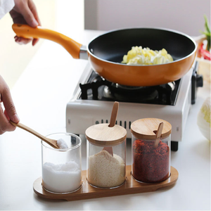 Juego de Tarros de Condimento de Vidrio Estilo Japonés, Recipientes para Condimentos de Cocina con Tapa para Sal, Azúcar y Otros Ingredientes - Product Image 2