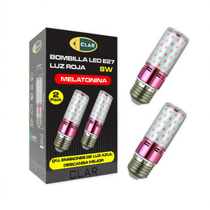 8W E27 Pack of 2 Red Night <b>Light</b> Melatonin Baby Sleep Bulb Comfortable 8-Hour Auto-Off Timer for Bedroom or Nursery - Product Image 2