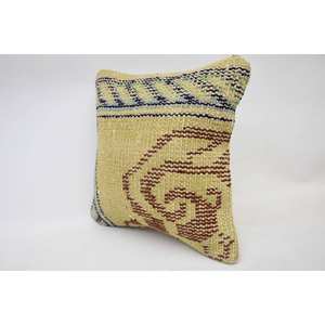 <b>Beige</b> Wool Kantha Patchwork Pillow Luxury 12x12 Inch Woven Throw Pillow Vintage Fluffy Portable for <b>Bedding</b> Floor for Christmas - Product Image 3