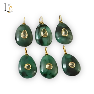Colgante de Esmeralda Natural con Incrustaciones de Circonio, Plata de Ley 925, Colgantes Finos al por Mayor para Mujeres y Niñas - Product Image 1