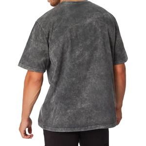 T-shirt délavé à l'acide couleur unie, meilleur design, faible MOQ, 100% coton, couleur personnalisée, pour homme, service OEM 2026 - Product Image 5