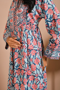 Robe en coton pour femmes, imprimée à motifs, manches longues, longueur midi, fabrication OEM, vente en gros, étiquette personnalisée, fournisseur d'exportation, Inde - Product Image 6