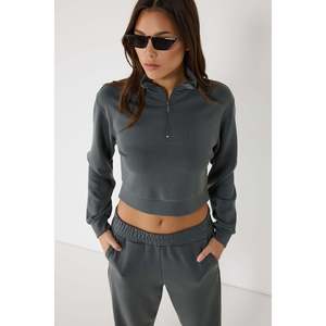 Sudadera corta con cremallera - Product Image 1