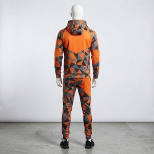 <b>Mens</b> Orange Black Geometric Hoodie Tracksuit Set Printed <b>Pullover</b> Sweatshirt Jogger Pants Sportswear Training Gym Fitness - Product Image 4