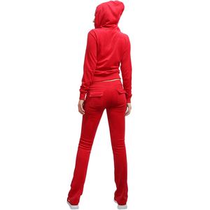 Chándal de terciopelo bordado personalizado para mujer, Tops cortos de cintura alta, pantalones de chándal para correr, Conjunto de sudadera con capucha, tela de lona de estilo deportivo - Product Image 6