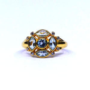 Bague pour femme classique en argent sterling 925 plaqué or vermeil avec aigue-marine Gemstone Party Wear - Product Image 2