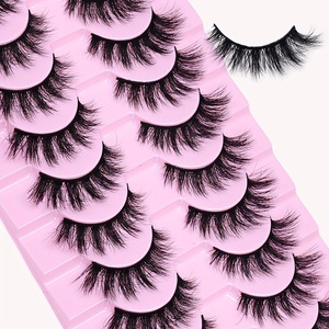 Juego de 10 Pares de Pestañas Postizas 3D Voluminosas Semimanuales Diseñadas para un Look Dramático con Pestañas Gruesas y Desordenadas - Product Image 5