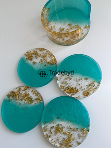 Posavasos de Resina Artesanales de Primera Calidad, 4x4 Pulgadas, Cuadrados, Estilo Lujoso para Uso en el Hogar y la Oficina, Tradebyd - Product Image 2