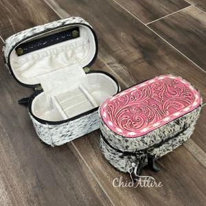 Boîte de rangement pour bijoux en cuir de vachette artisanal, portable, de luxe, sur mesure, pour bagues et colliers, organiseur de voyage pour bijoux - Product Image 1