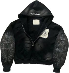 Customize Men's Solid Zipper Regular Fit Vintage Fleece Cotton Winter Hoodies High Gram Heavy Washed - Product Image 1