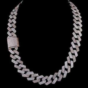 Iced out VVS Moissanite 14mm Cuban Link Chain Round Cut Diamond Hip Hop Jewelry for Men's 925 Sterling Silver - Product Image 1