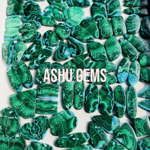 Paire de malachite de chrysocolle naturelle Lot de cabochons assortis pour la fabrication de bijoux Paire de pierres polies prêtes à la vente - Product Image 1