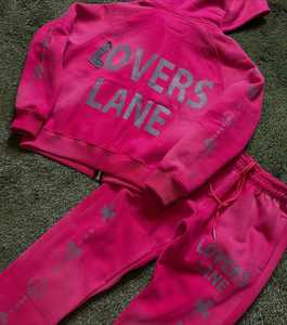 Ensemble vintage pour hommes Sweat-shirt à capuche et pantalon de survêtement empilable avec lavage à l'acide - Product Image 2