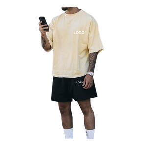Bas quantité minimale de commande coton hommes vêtements de sport t-shirt ensemble Gym t-shirt et court 2 pièces Shorts respirant coton T-shirt ensemble nouveau mode ensemble - Product Image 2