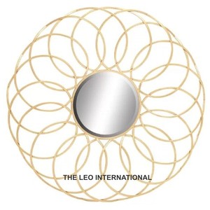 Miroir mural moderne pour la maison, design géométrique, miroir en aluminium plaqué or, métal durable - Product Image 6