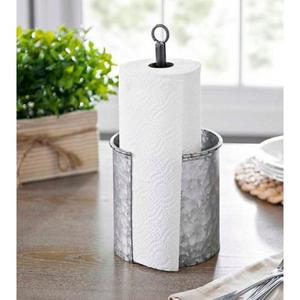 Galvanized Metal <b>Tissue</b> <b>Holder</b> with Elegant Rustic Charm & Ideal for Farmhouse-style Decor & Bathrooms & <b>Kitchens</b> - Product Image 2