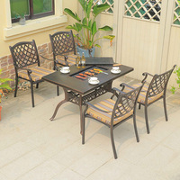 Ensemble de mobilier de jardin moderne en aluminium moulé pour 8 personnes, idéal pour les hôtels, les cours, les villas, les barbecues et les tables à manger en plein air