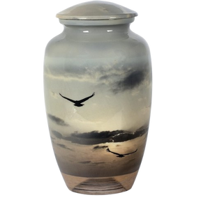 Urne funéraire en laiton/aluminium gravée avec des papillons colorés américains/européens pour adultes, cendres funéraires humaines - Product Image 2