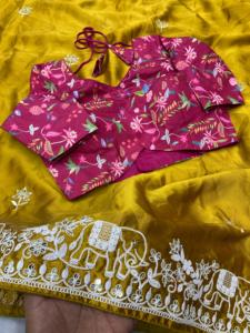 Saree en soie exclusif à la demande avec un design tissé à la main complexe parfait pour les mariages et les événements culturels au meilleur prix - Product Image 6