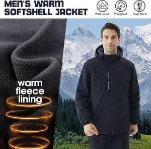 Veste Softshell Imperméable pour Homme avec Doublure en Polaire, Coupe-Vent Léger, Manteau de Pluie à Capuche pour Sports de Plein Air - Product Image 3