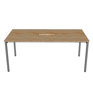 OMA II Series 180x90cm Minimalist Meeting <b>Table</b> with <b>Adjustable</b> Iron Steel <b>Legs</b> Rubber Wood for Conference Rooms Hotels-HBOM207 - Product Image 2
