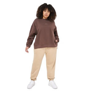 Sudaderas con logotipo personalizado de lana Lisa para mujer y niña, sudadera con hombros caídos, sudadera para mujer, Sudadera con cuello redondo - Product Image 1