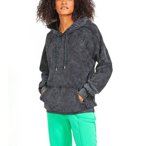 Sweats à capuche d'hiver délavés à l'acide pour femmes, tendance, respirants, anti-plis, épaules tombantes, logo avant, polyester/coton - Product Image 6