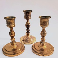 Lot de 2 bougeoirs vintage en laiton écologiques faits à la main pour Noël, mariage, décoration de table, éclairage romantique