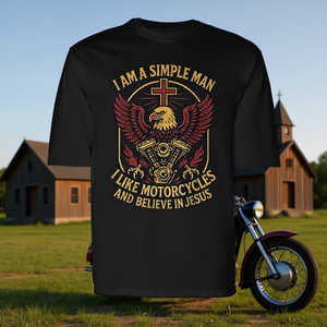 T-Shirt a Maniche Lunghe per Uomo con Scritta 'Credente in Gesù e nelle Moto', Prodotto Promozionale - Product Image 3